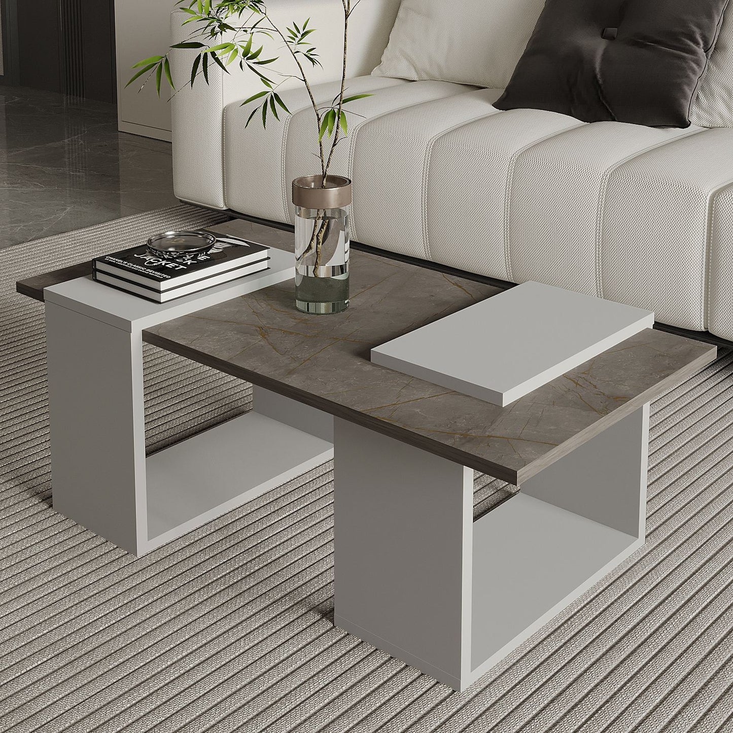 Τραπεζάκι Σαλονιού Gordion Marble - Γκρι 90 x 46,6 x 37 εκ GR382NRC1233