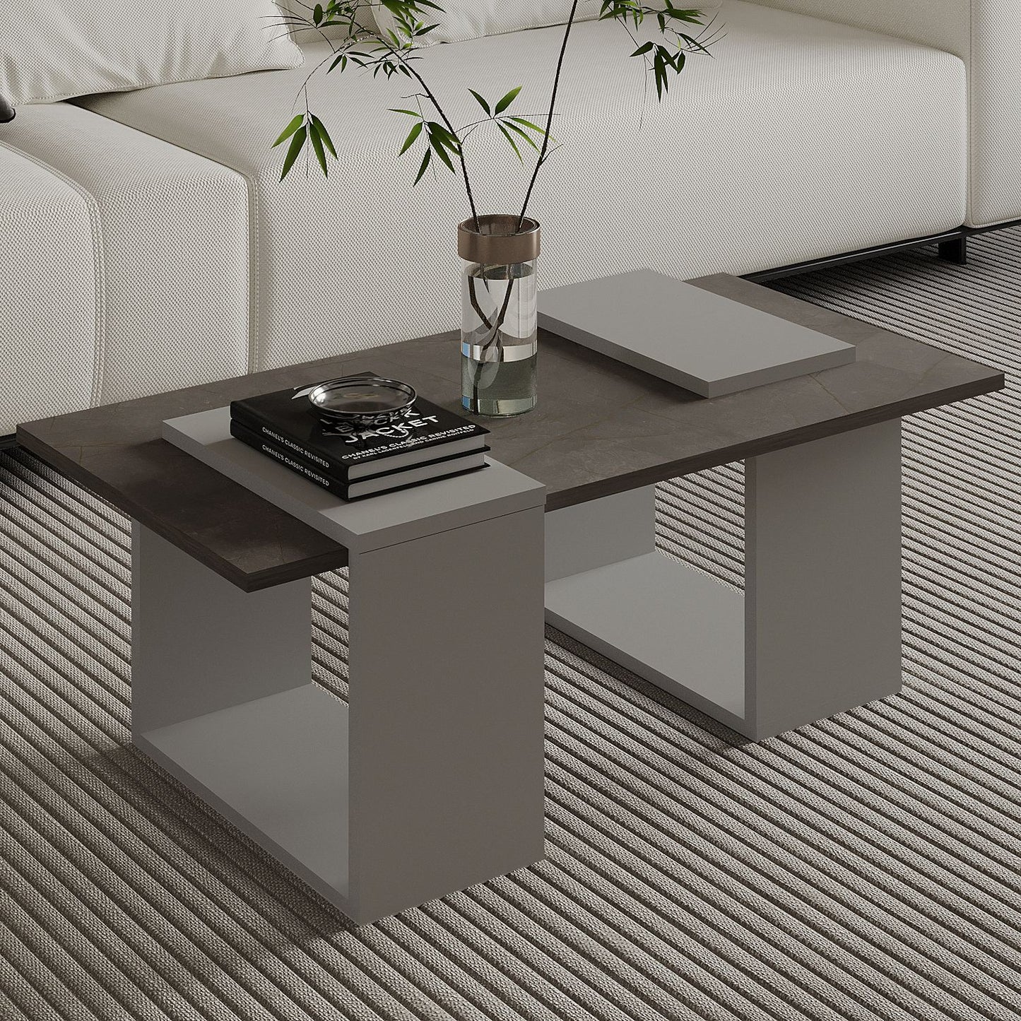 Τραπεζάκι Σαλονιού Gordion Marble - Γκρι 90 x 46,6 x 37 εκ GR382NRC1233