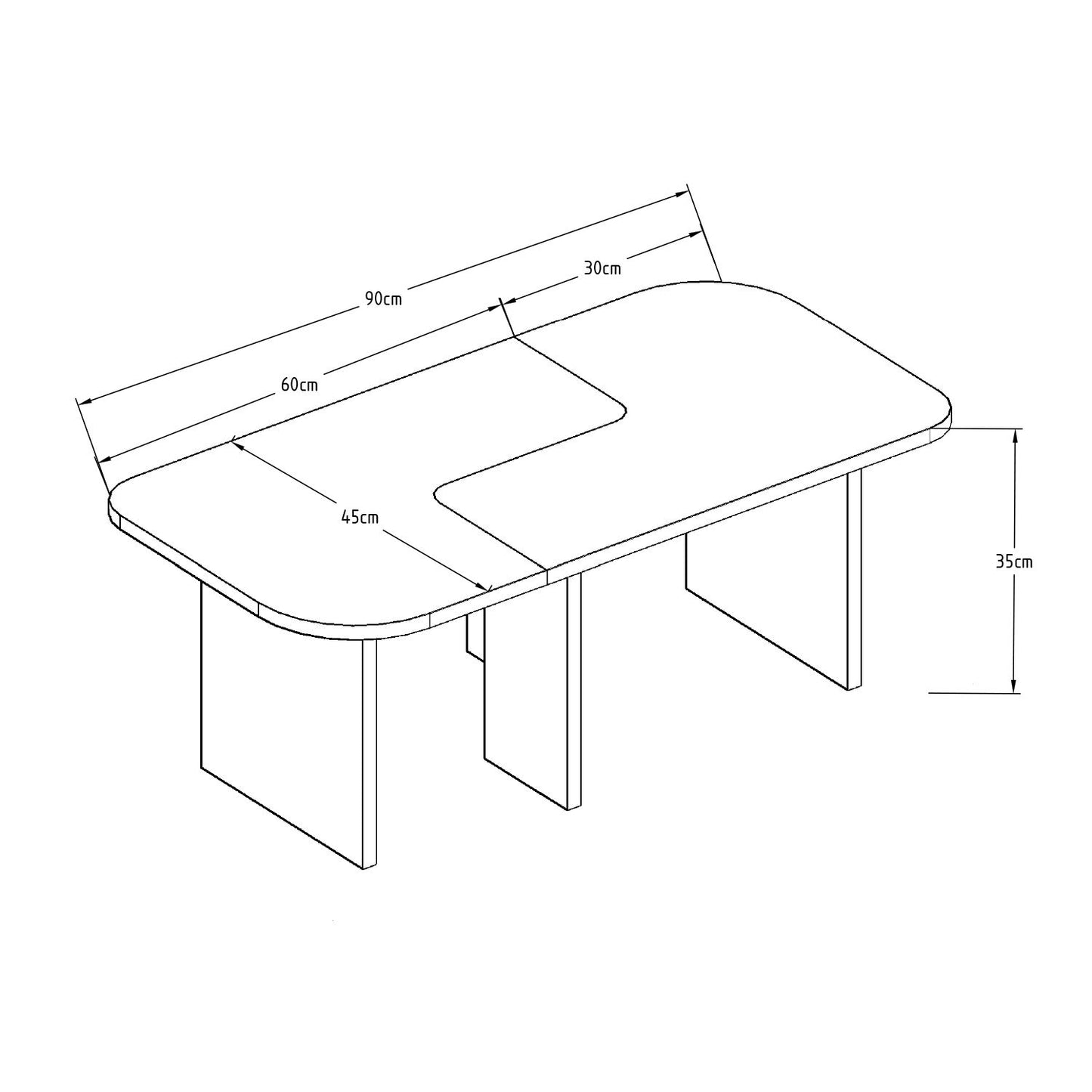 Τραπεζάκι Σαλονιού Set Μαύρο 90 x 45 x 35 εκ GR382NRC1239