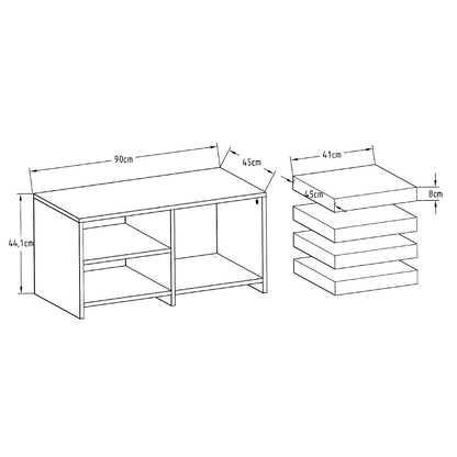 Τραπεζάκι Σαλονιού Set Λευκό 90 x 45 x 44,1 εκ GR382NRC1245
