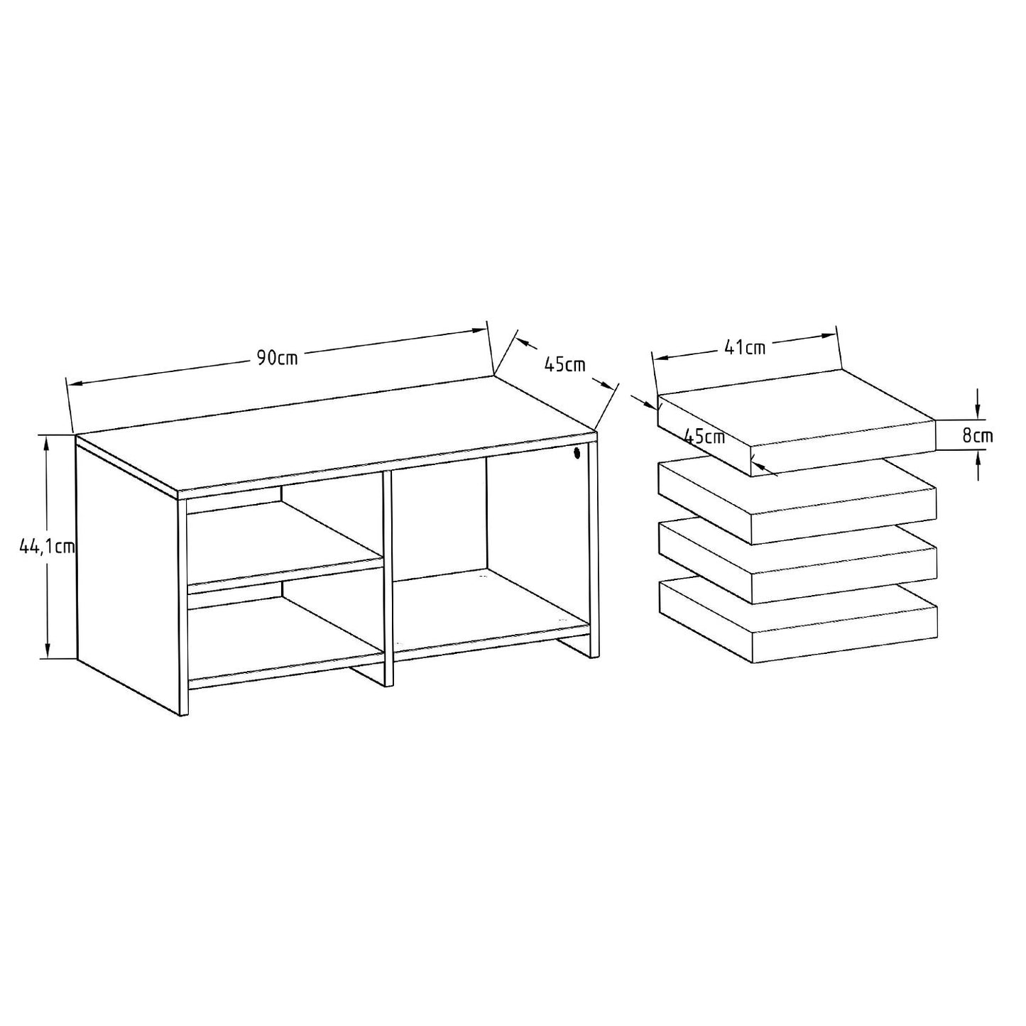 Τραπεζάκι Σαλονιού Set Ανθρακί 90 x 45 x 44,1 εκ GR382NRC1246