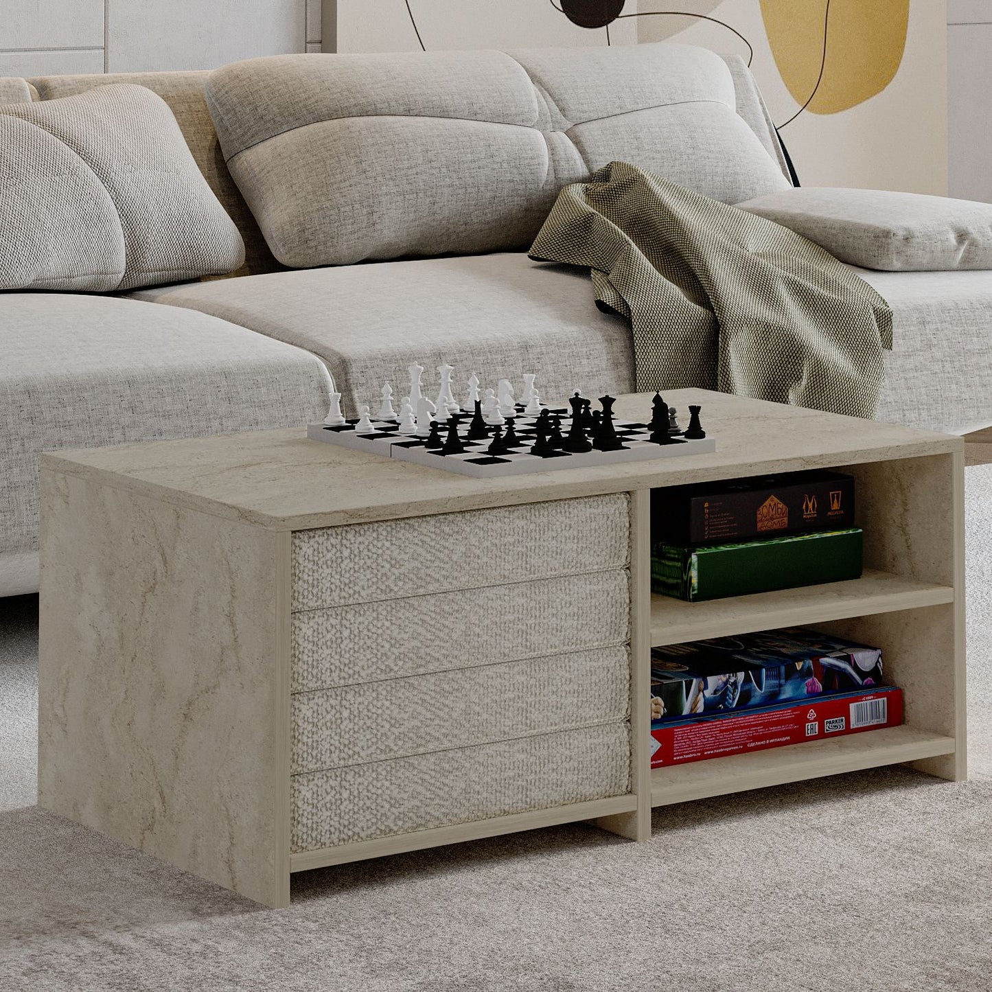 Τραπεζάκι Σαλονιού Set Travertine 90 x 45 x 44,1 εκ GR382NRC1249