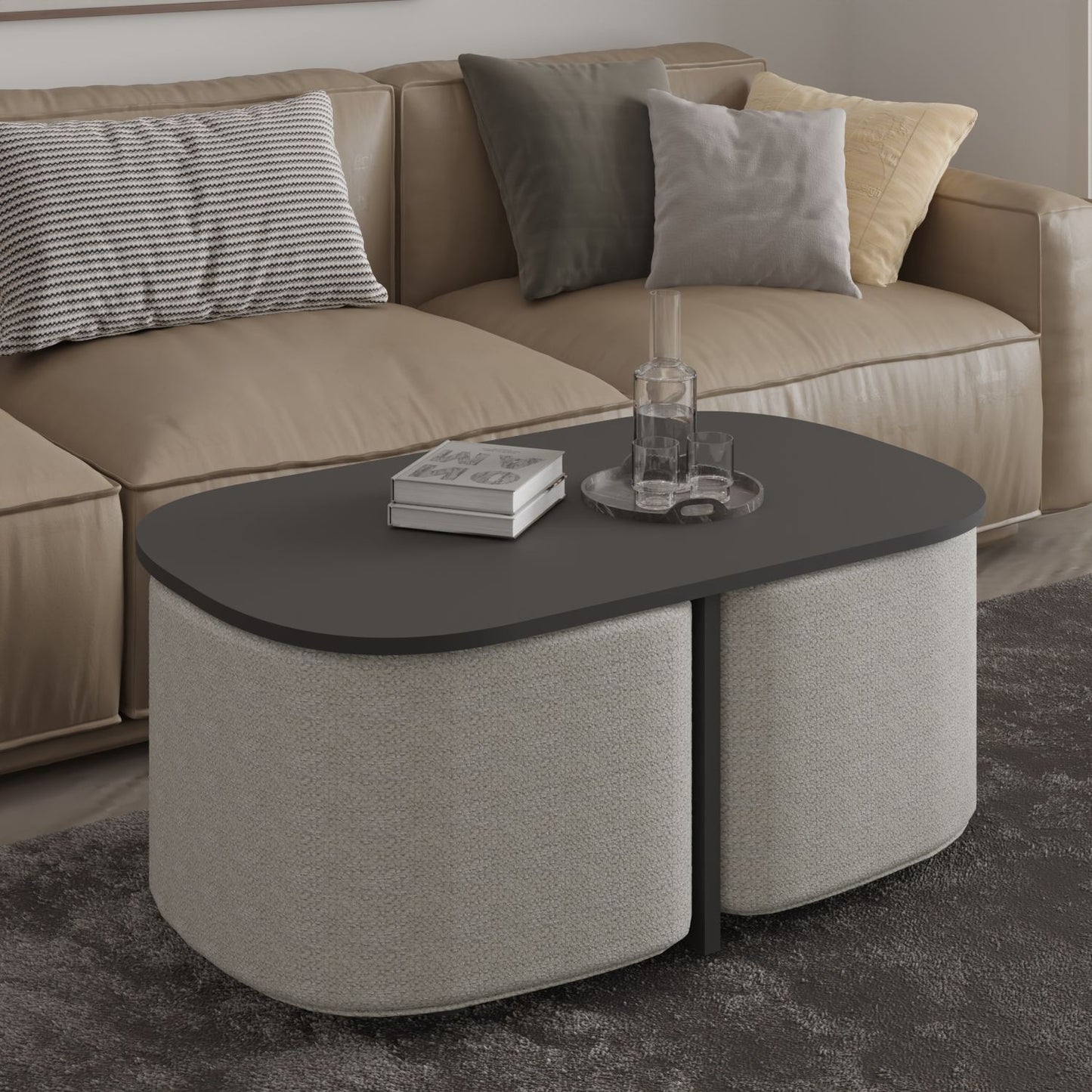 Τραπεζάκι Σαλονιού Set Ανθρακί 90 x 45 x 42,9 εκ GR382NRC1252