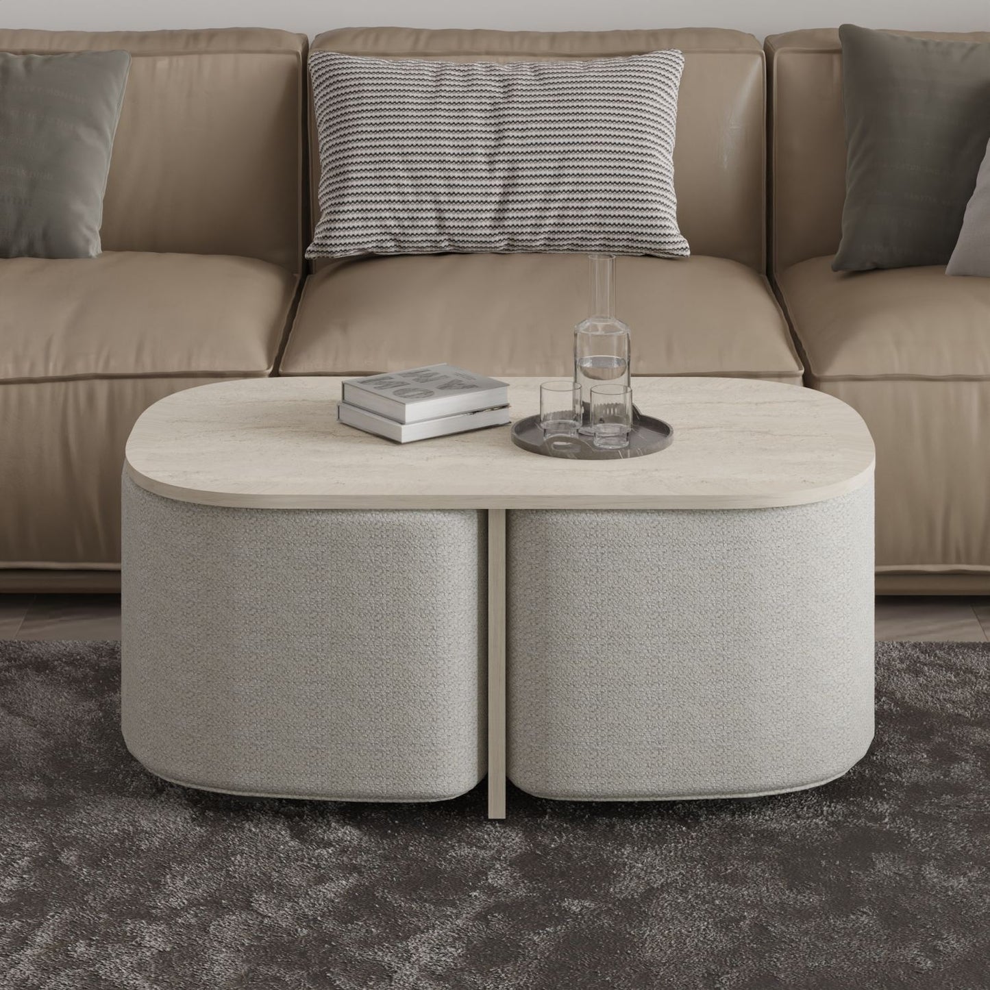 Τραπεζάκι Σαλονιού Set Travertine 90 x 45 x 42,9 εκ GR382NRC1255