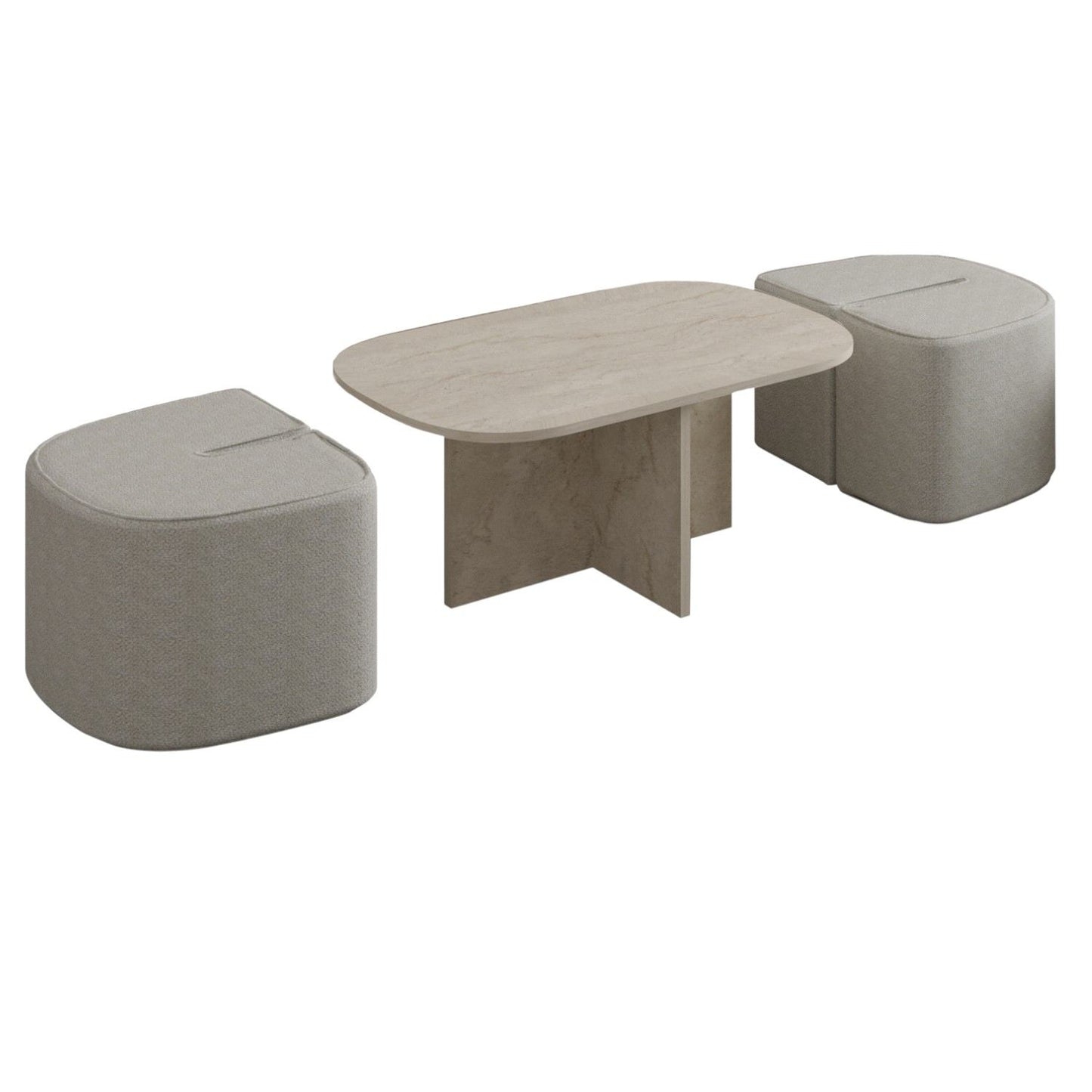 Τραπεζάκι Σαλονιού Set Travertine 90 x 45 x 42,9 εκ GR382NRC1255