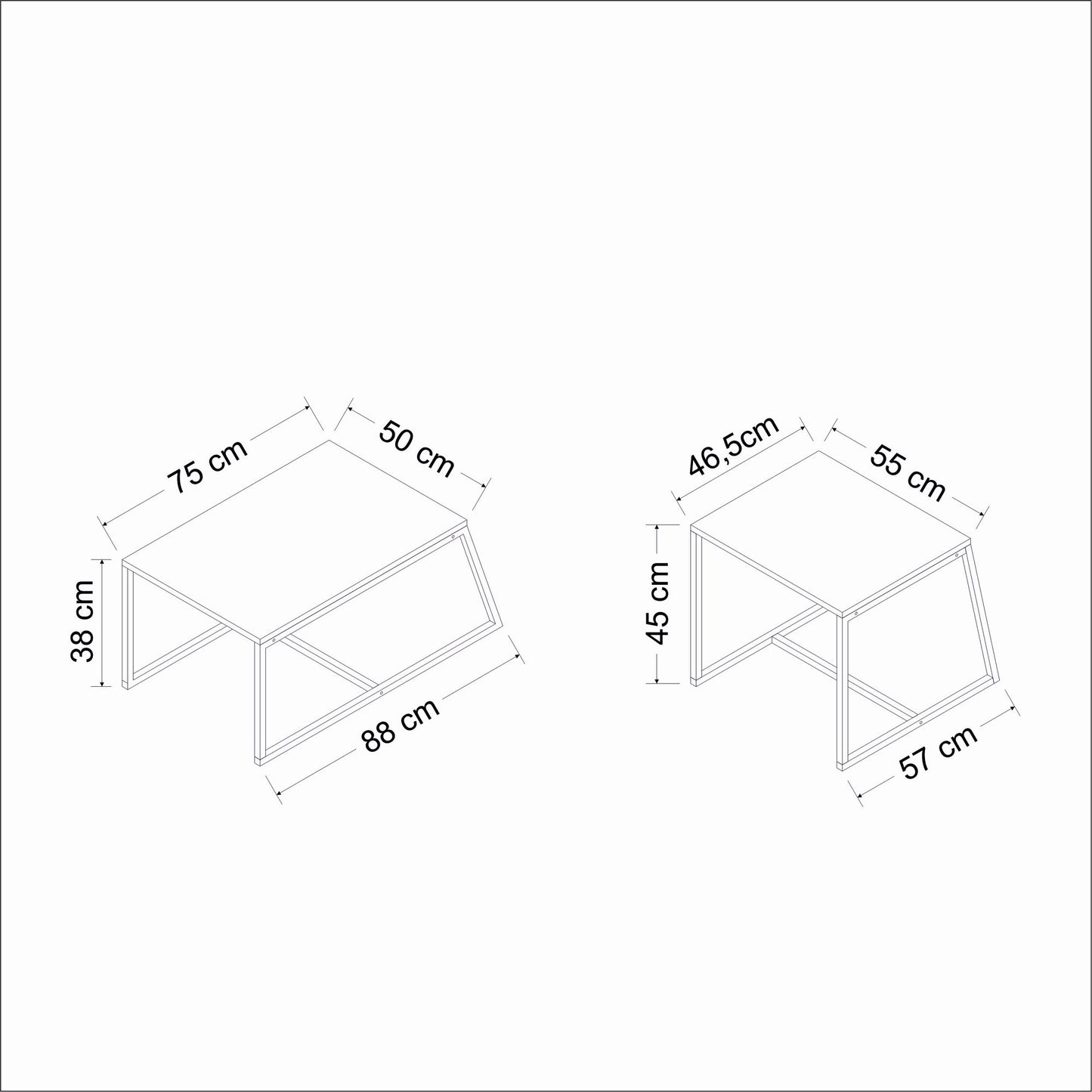 Τραπεζάκι Σαλονιού Set Λευκό - Μαύρο 80 x 50 x 38 εκ GR382NRC1266