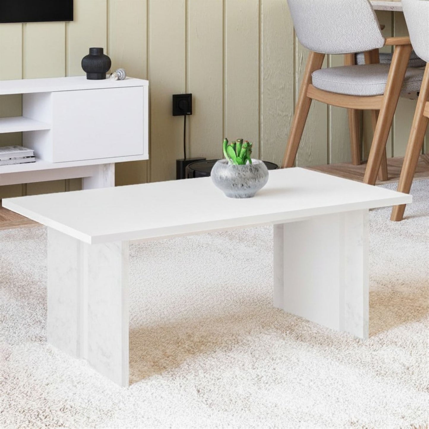 Τραπεζάκι Σαλονιού Λευκό - Marble 90 x 50 x 40 εκ GR382NRC1268