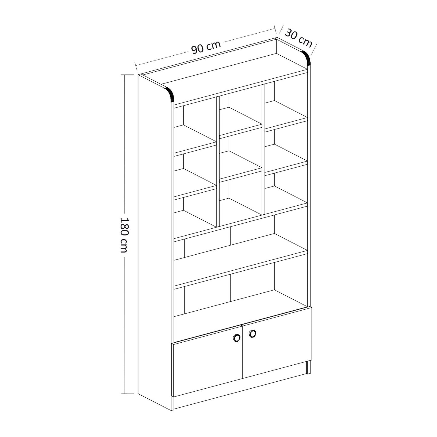 Βιβλιοθήκη 90 × 30 × 180 εκ. Λευκό GR382NRC1303