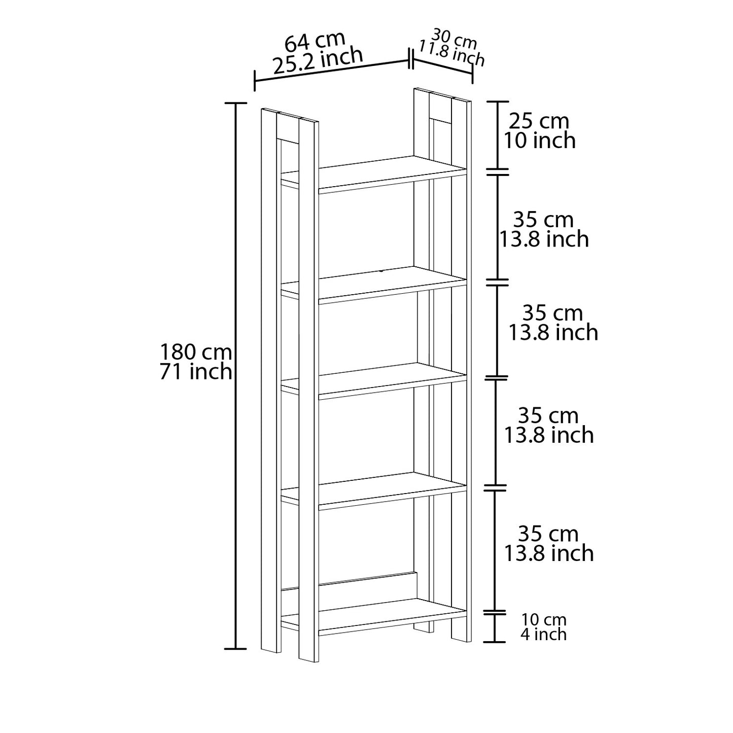 Βιβλιοθήκη 64 × 30 × 180 εκ. Λευκό GR382NRC1305