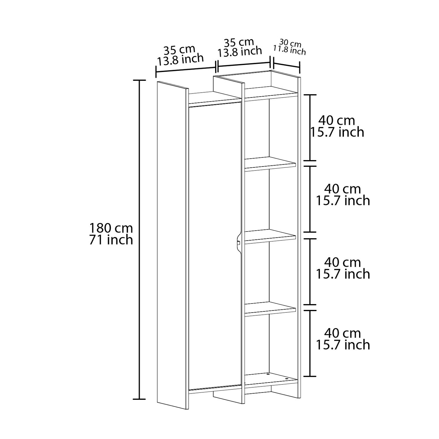 Βιβλιοθήκη 70 × 30 × 180 εκ. Λευκό GR382NRC1308