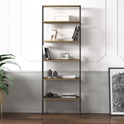 Βιβλιοθήκη 61 × 25 × 180 εκ. Ανθρακί Antique Καρυδί GR382NRC1318