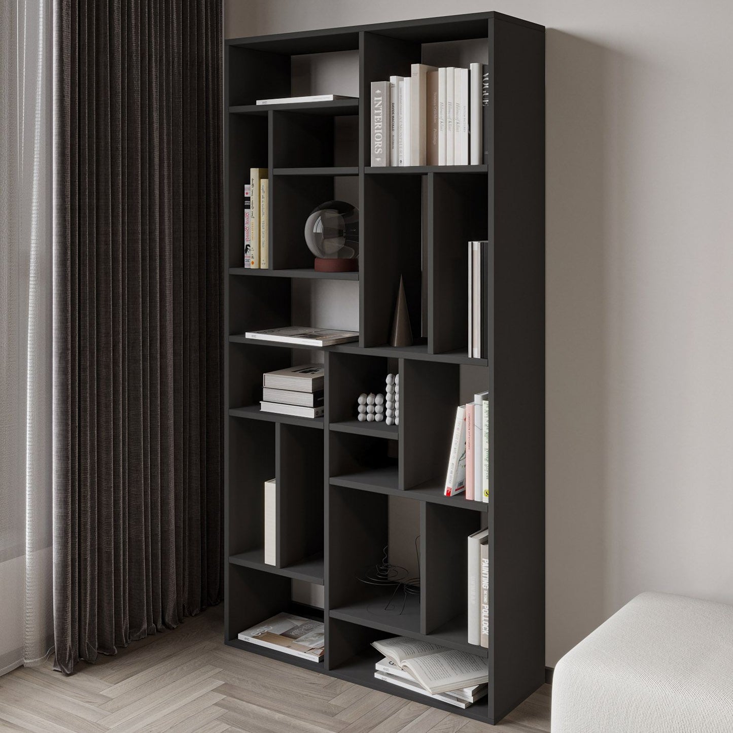 Βιβλιοθήκη 90 × 30 × 180 εκ. Ανθρακί GR382NRC1321