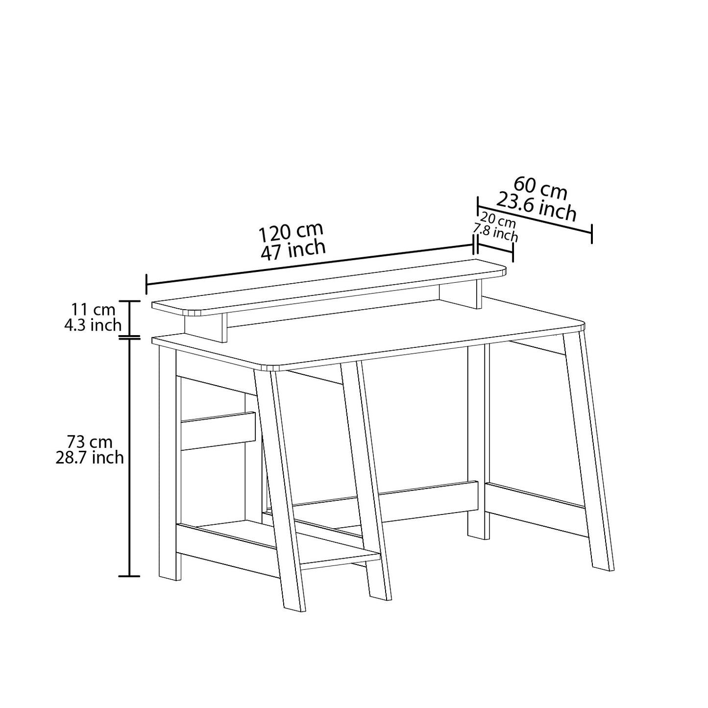 Γραφείο Υπολογιστή και Μελέτης 120x73x60 εκ. Δρυς | 382NRC1407