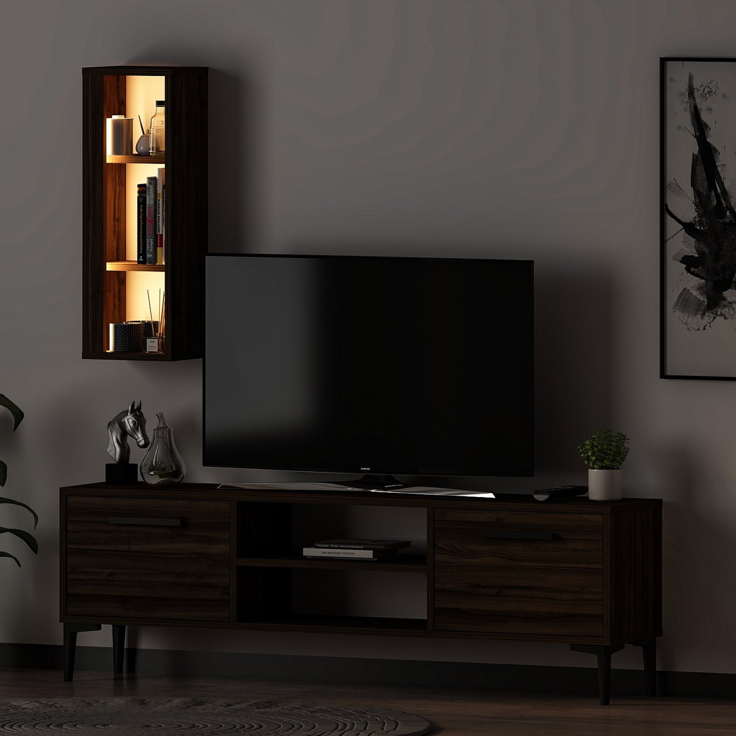 Έπιπλο Τηλεόρασης TV Βάση Σύνθεση Καρυδί | 382NRC1520