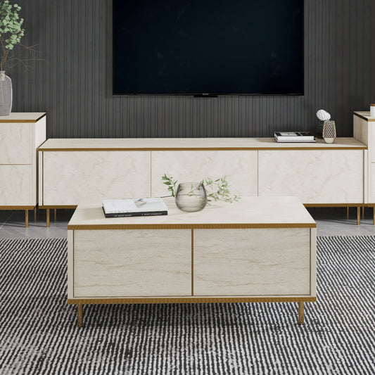 Τραπεζάκι Σαλονιού Travertine - Χρυσό 90 x 45 x 40 εκ GR382NRC1532