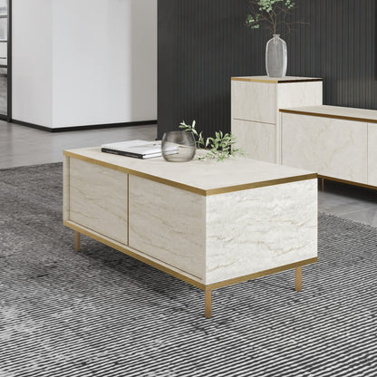 Τραπεζάκι Σαλονιού Travertine - Χρυσό 90 x 45 x 40 εκ GR382NRC1532