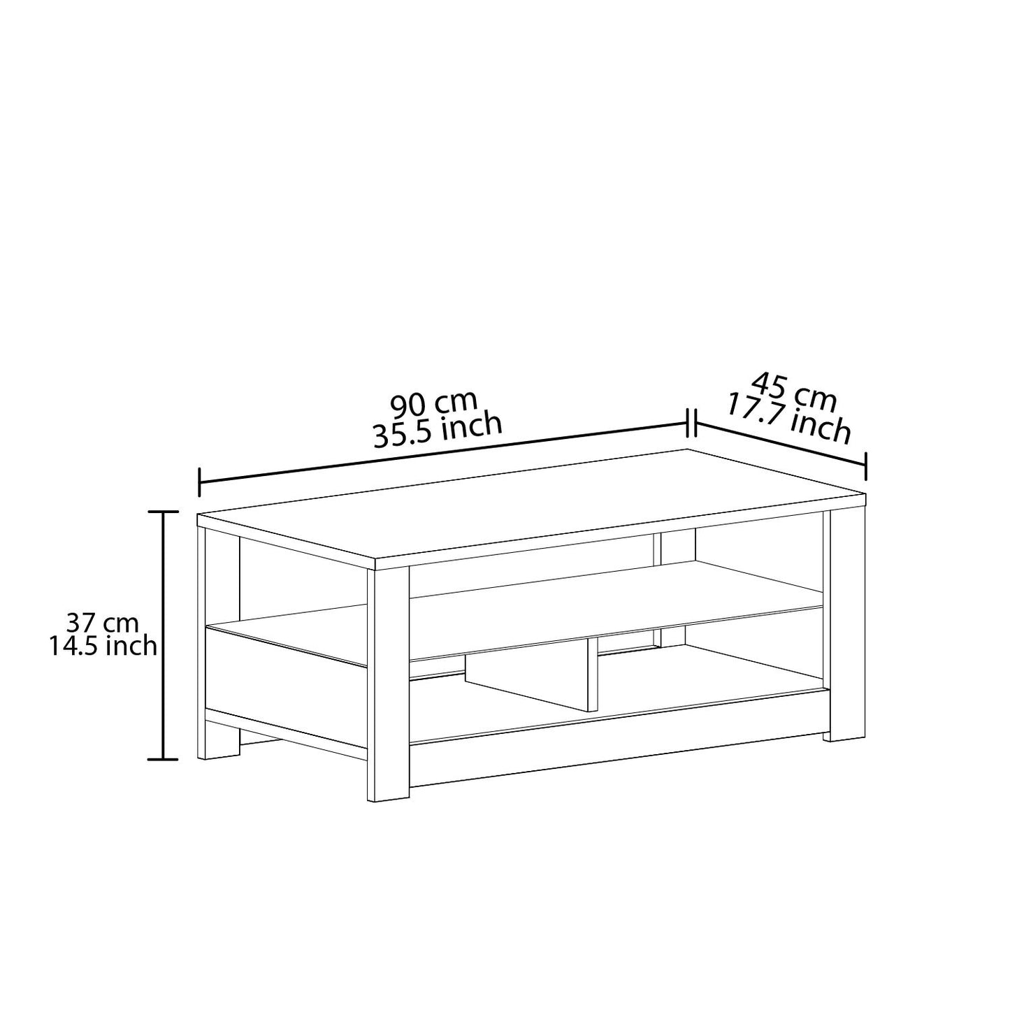 Τραπεζάκι Σαλονιού Λευκό - Δρυς 90 x 45 x 37 εκ GR382NRC1533