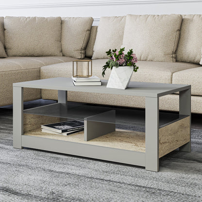 Τραπεζάκι Σαλονιού Γκρι - Travertine 90 x 45 x 37 εκ GR382NRC1535