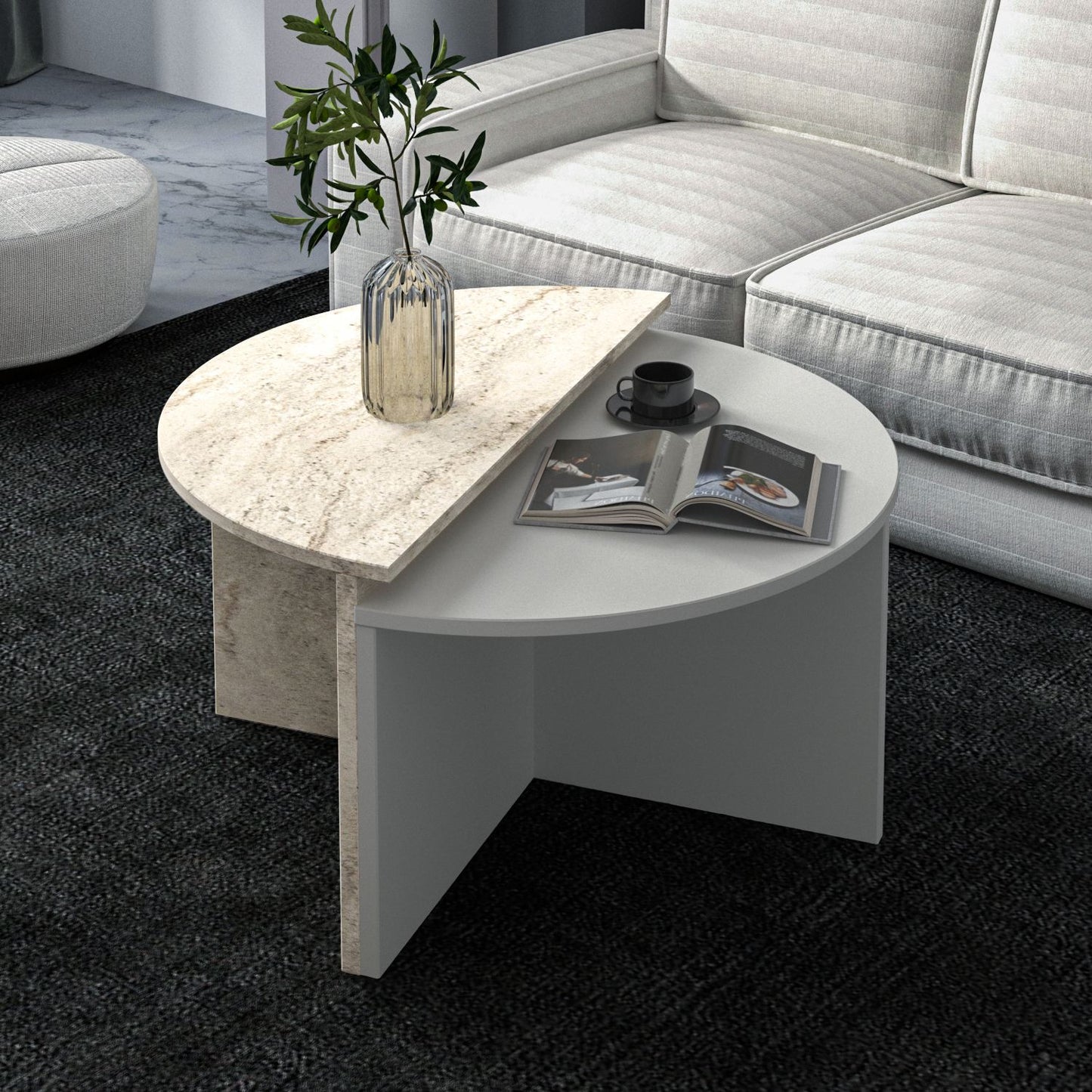 Τραπεζάκι Σαλονιού Γκρι - Travertine 70 x 38 x 51,8 εκ GR382NRC1544