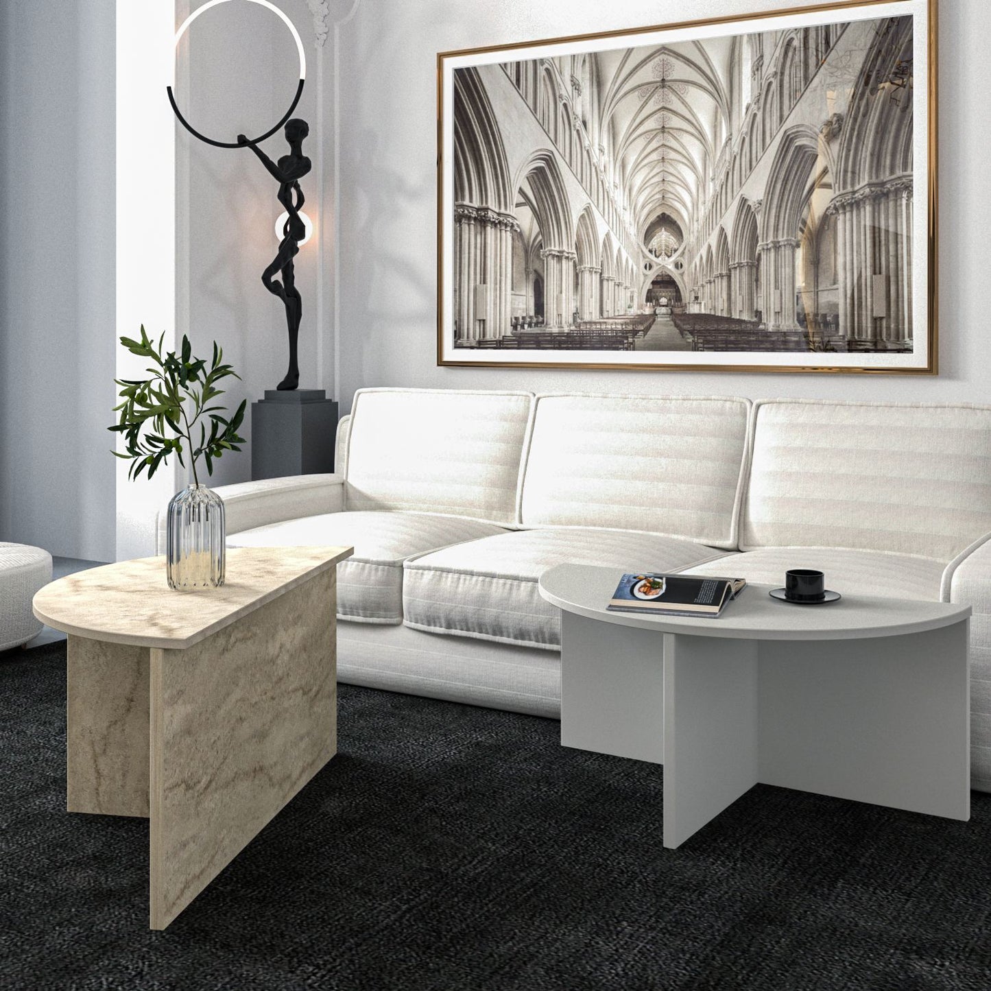 Τραπεζάκι Σαλονιού Γκρι - Travertine 70 x 38 x 51,8 εκ GR382NRC1544