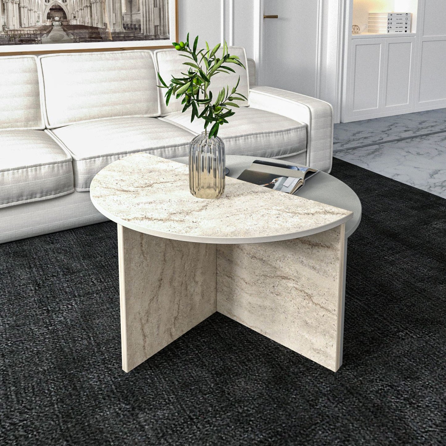 Τραπεζάκι Σαλονιού Γκρι - Travertine 70 x 38 x 51,8 εκ GR382NRC1544