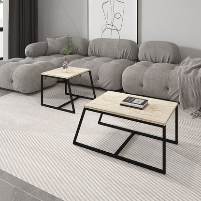 Τραπεζάκι Σαλονιού Travertine 75 x 50 x 38 εκ GR382NRC1547