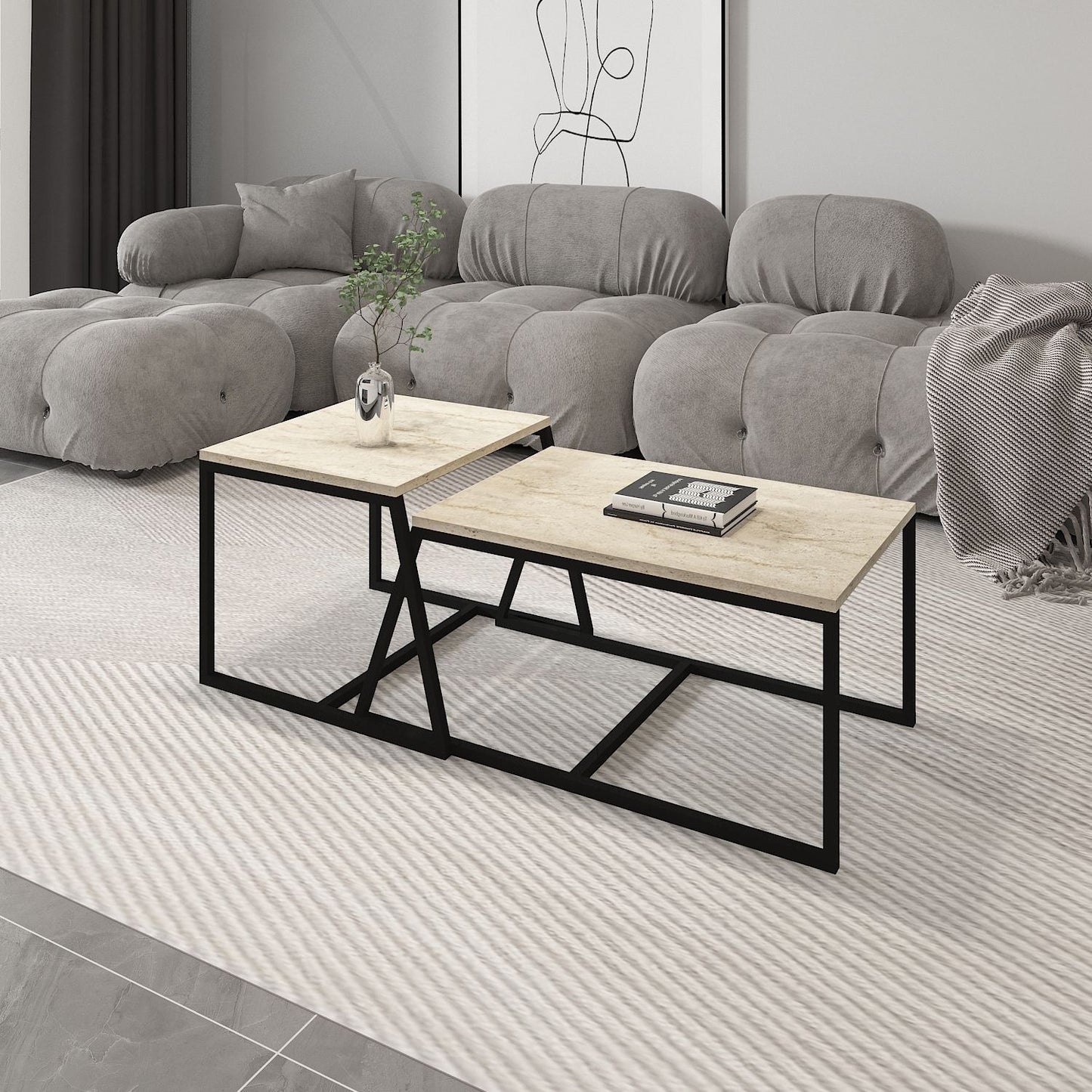 Τραπεζάκι Σαλονιού Travertine 75 x 50 x 38 εκ GR382NRC1547
