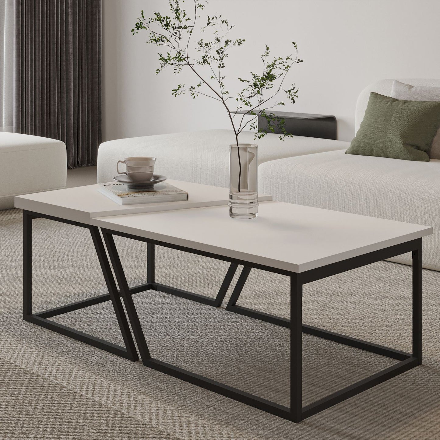 Τραπεζάκι Σαλονιού Set Λευκό 60 x 60 x 38,8 εκ GR382NRC1551