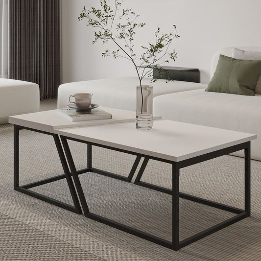 Τραπεζάκι Σαλονιού Set Λευκό 60 x 60 x 38,8 εκ GR382NRC1551