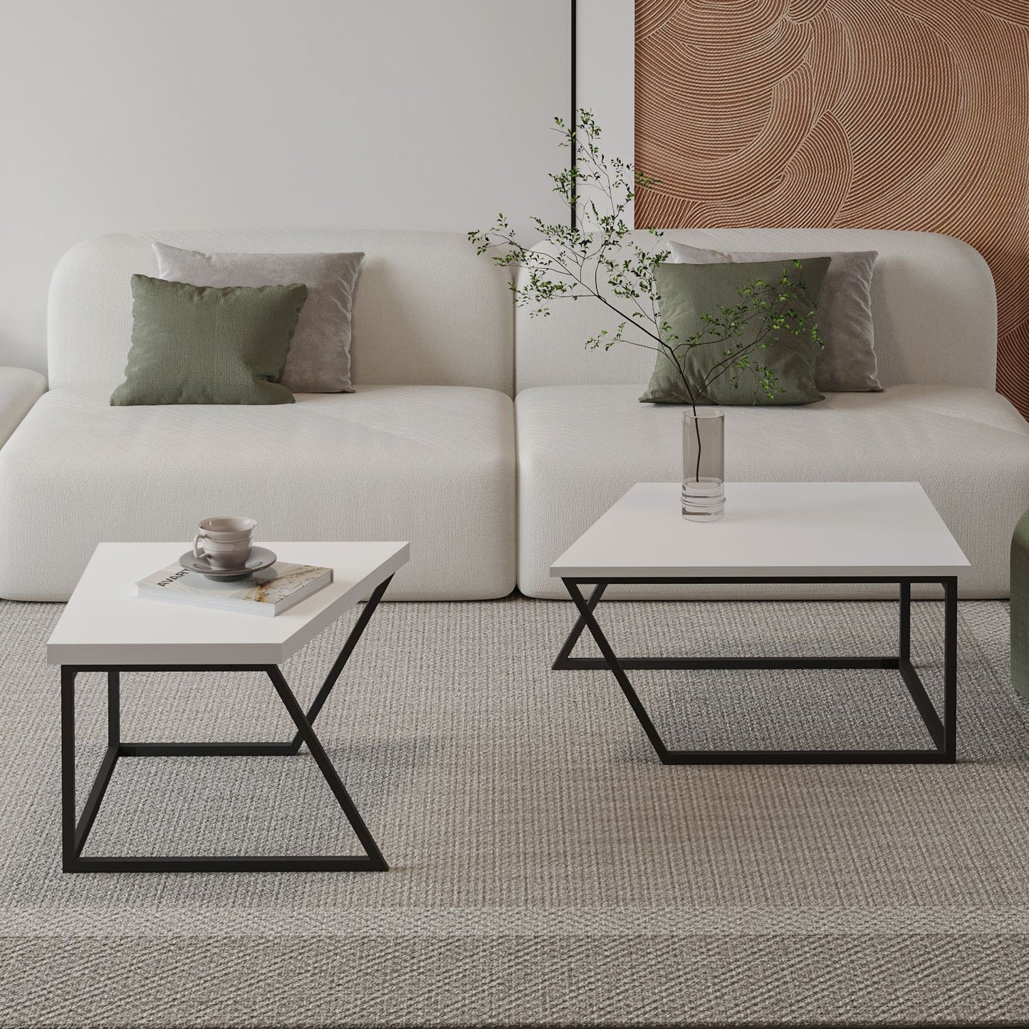 Τραπεζάκι Σαλονιού Set Λευκό 60 x 60 x 38,8 εκ GR382NRC1551