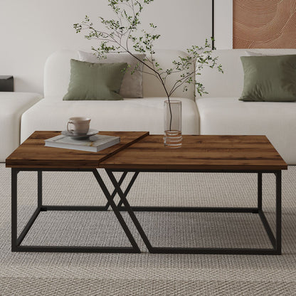 Τραπεζάκι Σαλονιού Set Ρουστίκ Καρυδί 60 x 60 x 38,8 εκ GR382NRC1553