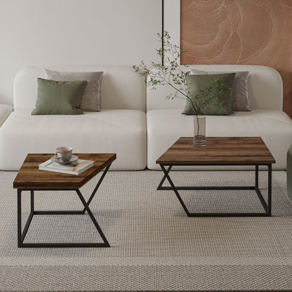 Τραπεζάκι Σαλονιού Set Ρουστίκ Καρυδί 60 x 60 x 38,8 εκ GR382NRC1553