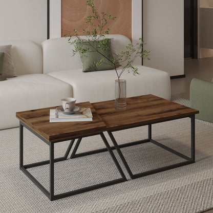Τραπεζάκι Σαλονιού Set Ρουστίκ Καρυδί 60 x 60 x 38,8 εκ GR382NRC1553