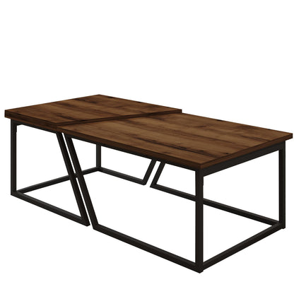 Τραπεζάκι Σαλονιού Set Ρουστίκ Καρυδί 60 x 60 x 38,8 εκ GR382NRC1553