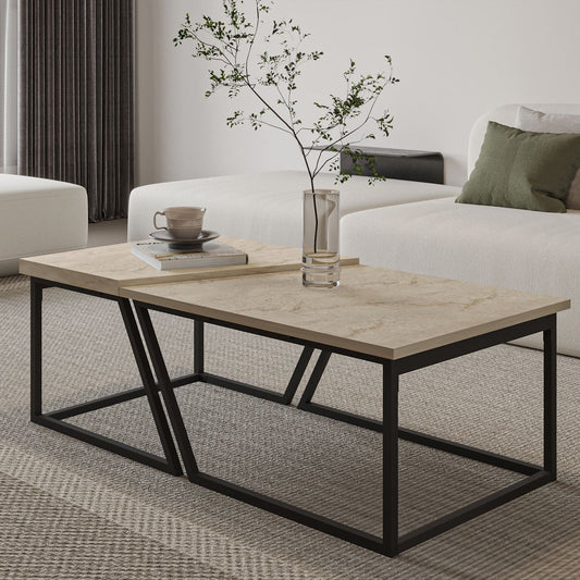 Τραπεζάκι Σαλονιού Set Travetine 60 x 60 x 38,8 εκ GR382NRC1555