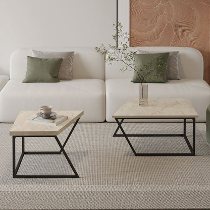 Τραπεζάκι Σαλονιού Set Travetine 60 x 60 x 38,8 εκ GR382NRC1555