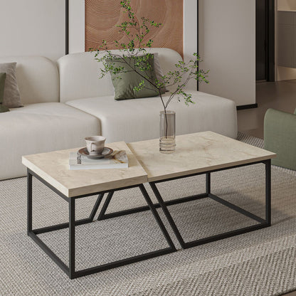 Τραπεζάκι Σαλονιού Set Travetine 60 x 60 x 38,8 εκ GR382NRC1555