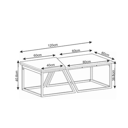 Τραπεζάκι Σαλονιού Set Travetine 60 x 60 x 38,8 εκ GR382NRC1555