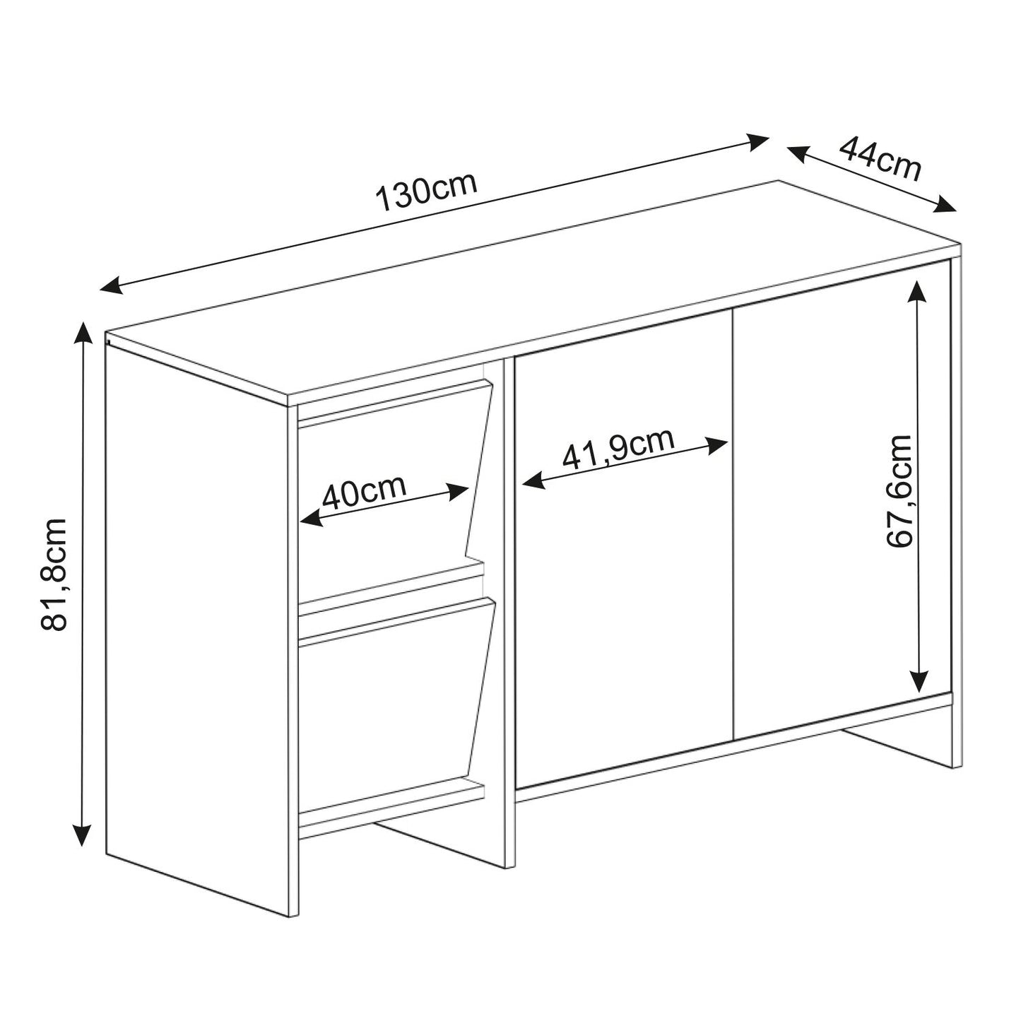 Μπουφές Ανθρακί 130x44x81,8cm | 382NRC1614