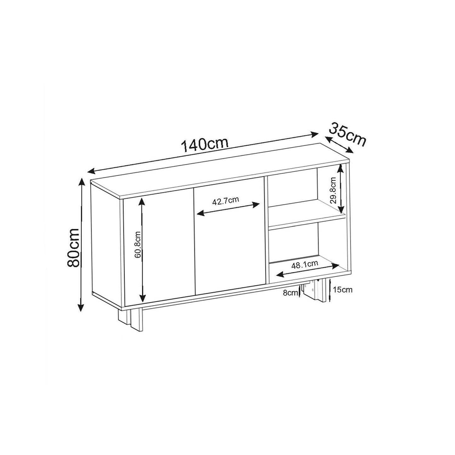 Μπουφές Μάρμαρο
Ανθρακί 140x35x80cm | 382NRC1619
