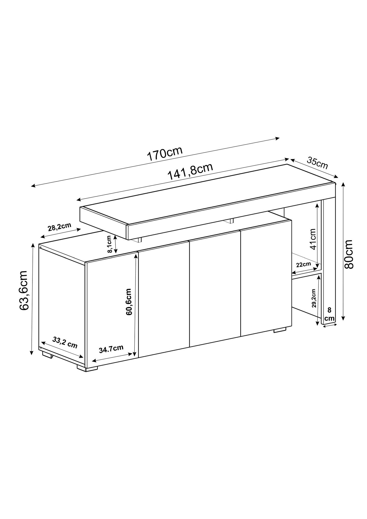 Κονσόλα Μπουφές 170x80x35 εκ Ζεστή Δρυς / Δρυς Sapphire 382NRC1622