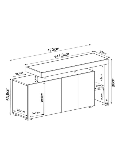 Κονσόλα Μπουφές 170x80x35 εκ Ζεστή Δρυς / Δρυς Sapphire 382NRC1622