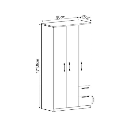 Ντουλάπα 90x171.8x45 εκ Καρυδί 382NRC2204