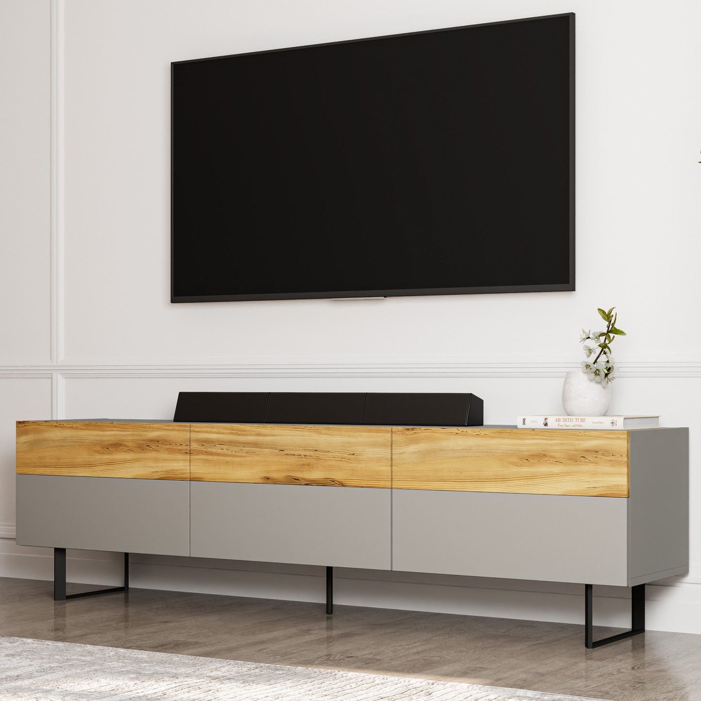 Έπιπλο Τηλεόρασης TV Βάση Σύνθεση Γκρι Δρυς | 382NRC2512