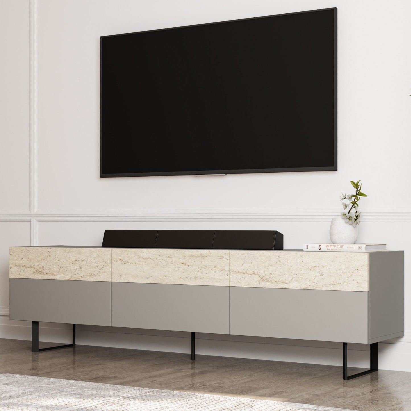 Έπιπλο Τηλεόρασης TV Βάση Σύνθεση Γκρι Travertine | 382NRC2513
