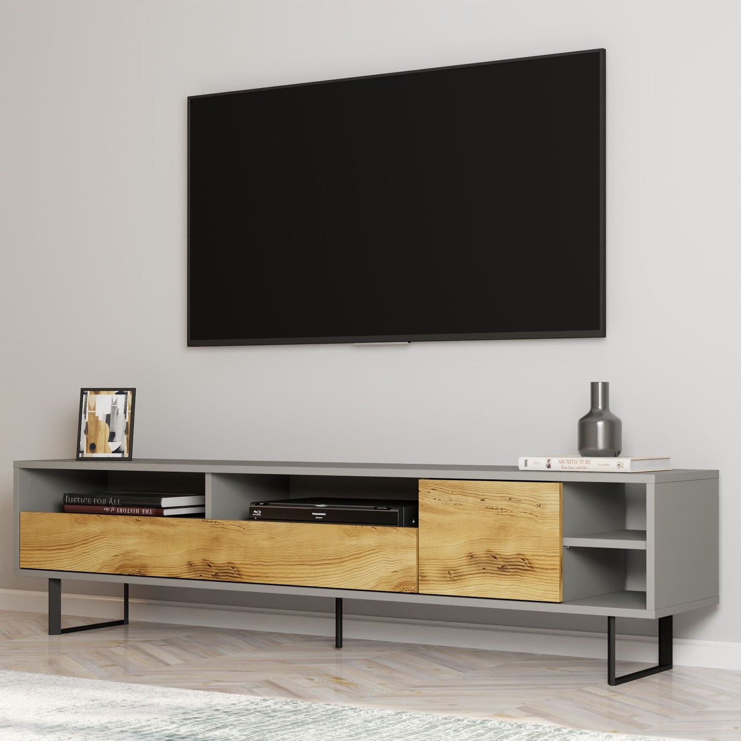 Έπιπλο Τηλεόρασης TV Βάση Σύνθεση Γκρι Δρυς | 382NRC2515