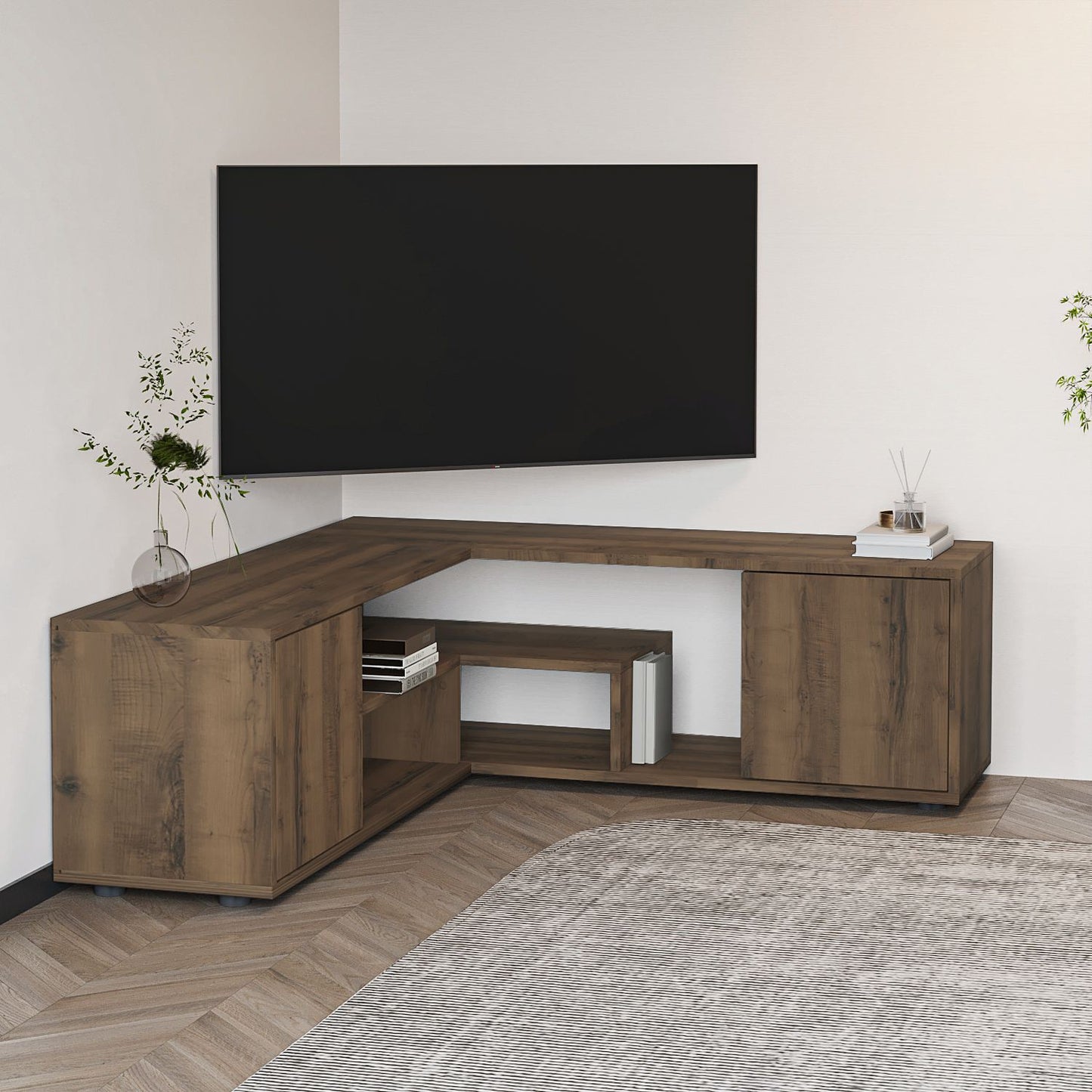 Έπιπλο Τηλεόρασης TV Βάση Σύνθεση Antique Καρυδί | 382NRC2522