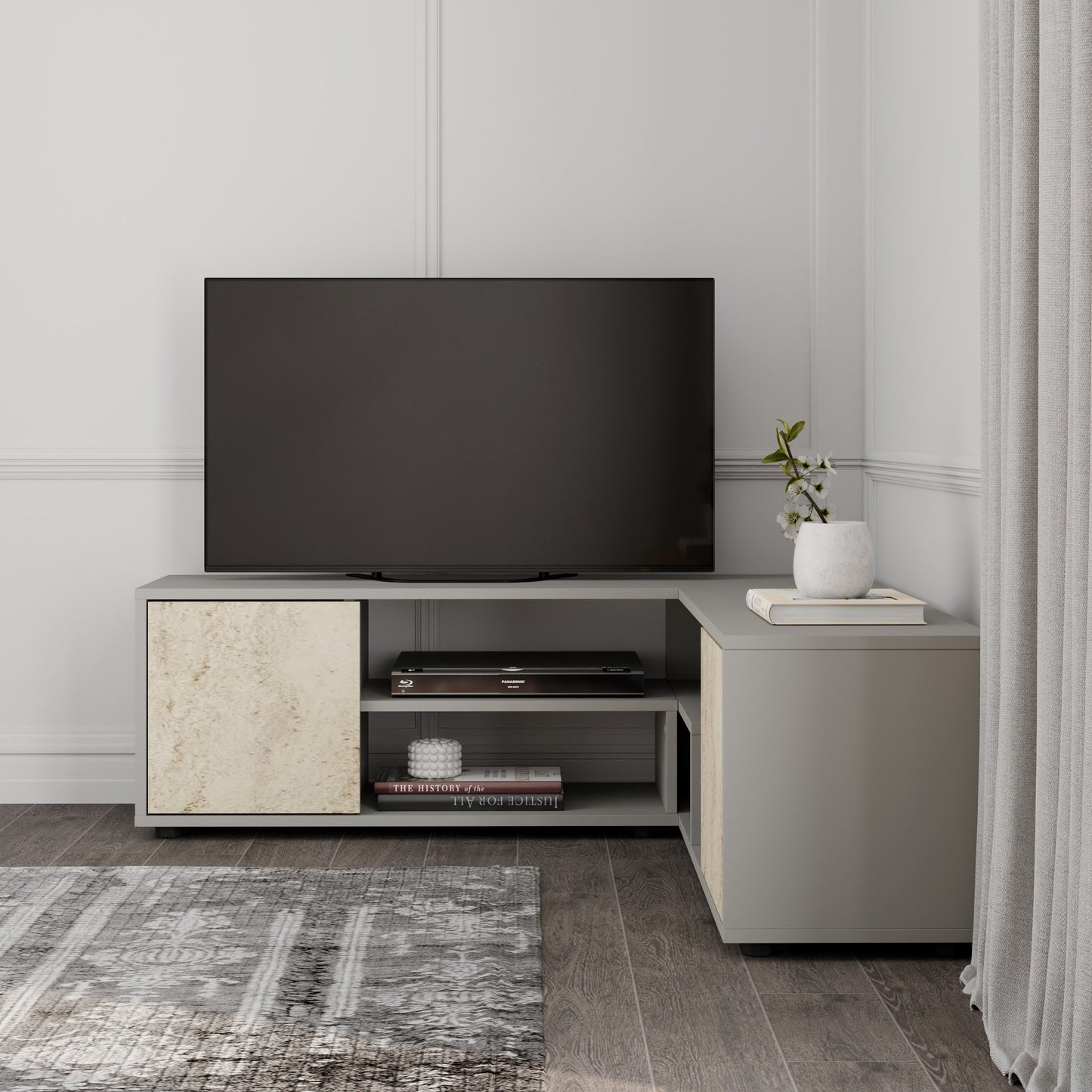 Έπιπλο Τηλεόρασης TV Βάση Σύνθεση Γκρι Travertine | 382NRC2523