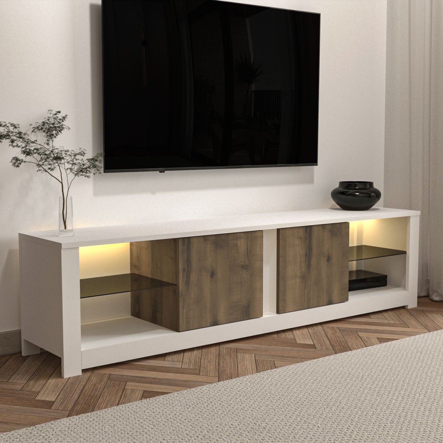 Έπιπλο Τηλεόρασης TV Βάση Σύνθεση Λευκό Δρυς | 382NRC2524