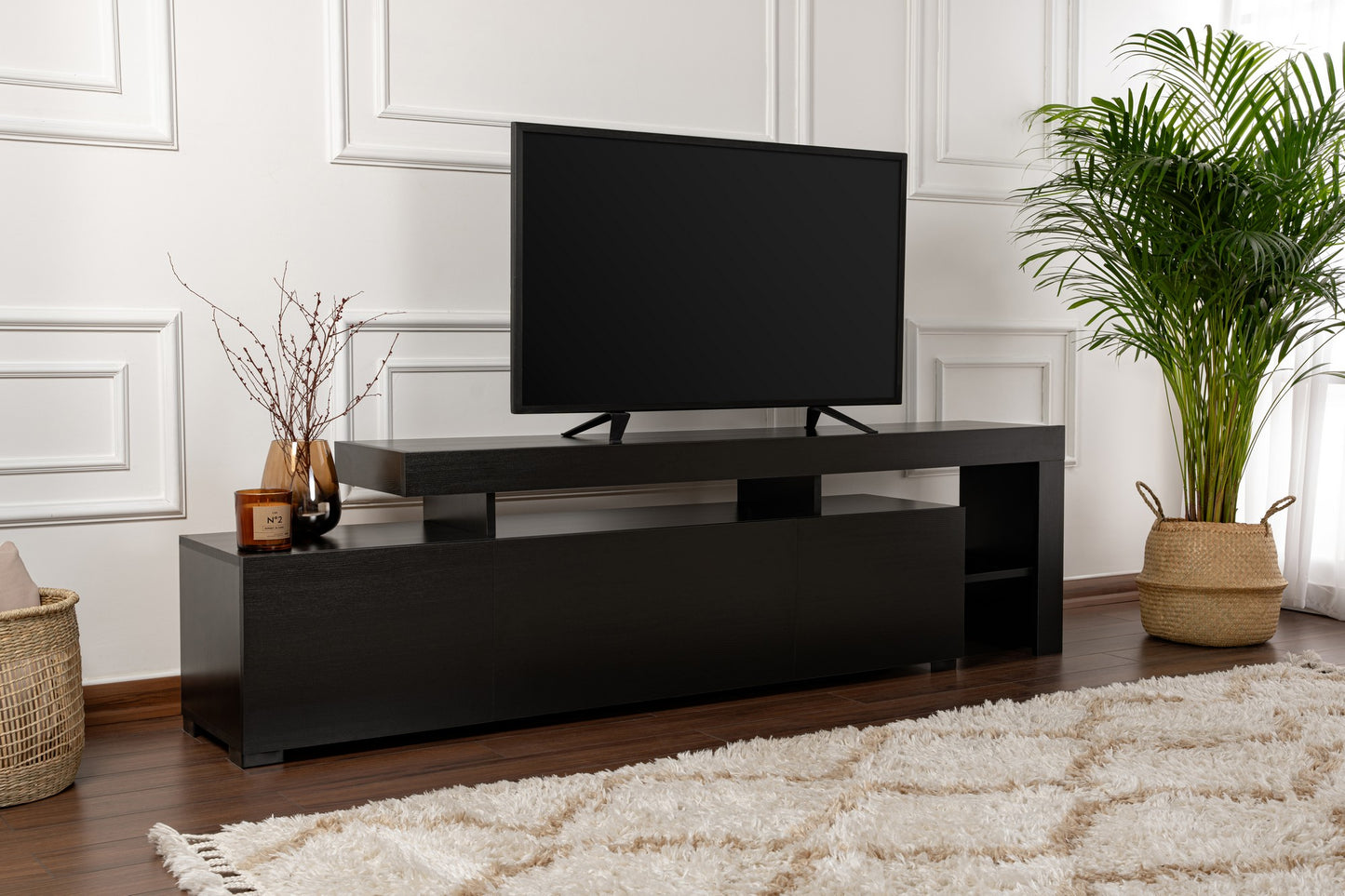 Έπιπλο Τηλεόρασης TV Βάση Σύνθεση Ξύλο Μαύρο | 382NRC2530